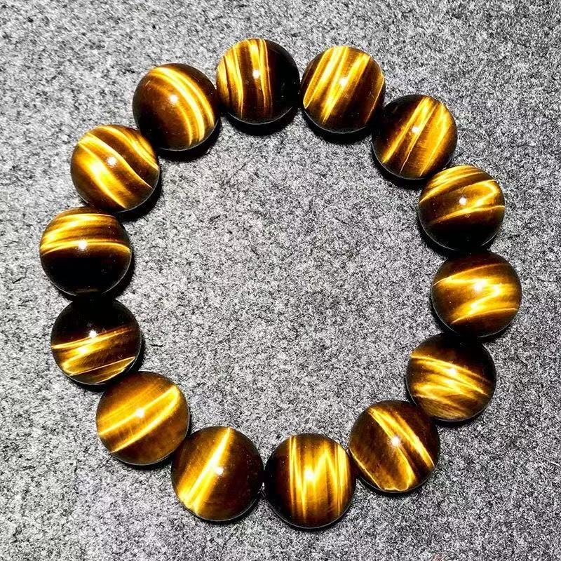 Natural Tiger's Eye Beaded Bracelet, Warm Golden Tiger Eye Crystal Bracelet