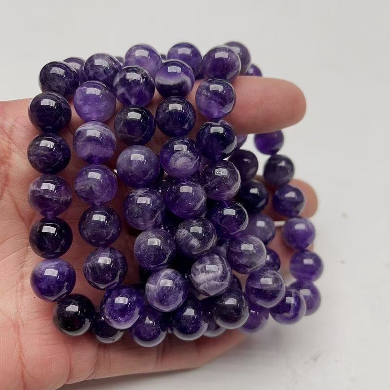 Natural Amethyst Bracelet  Rich Purple Gemstone Beaded Bracelet