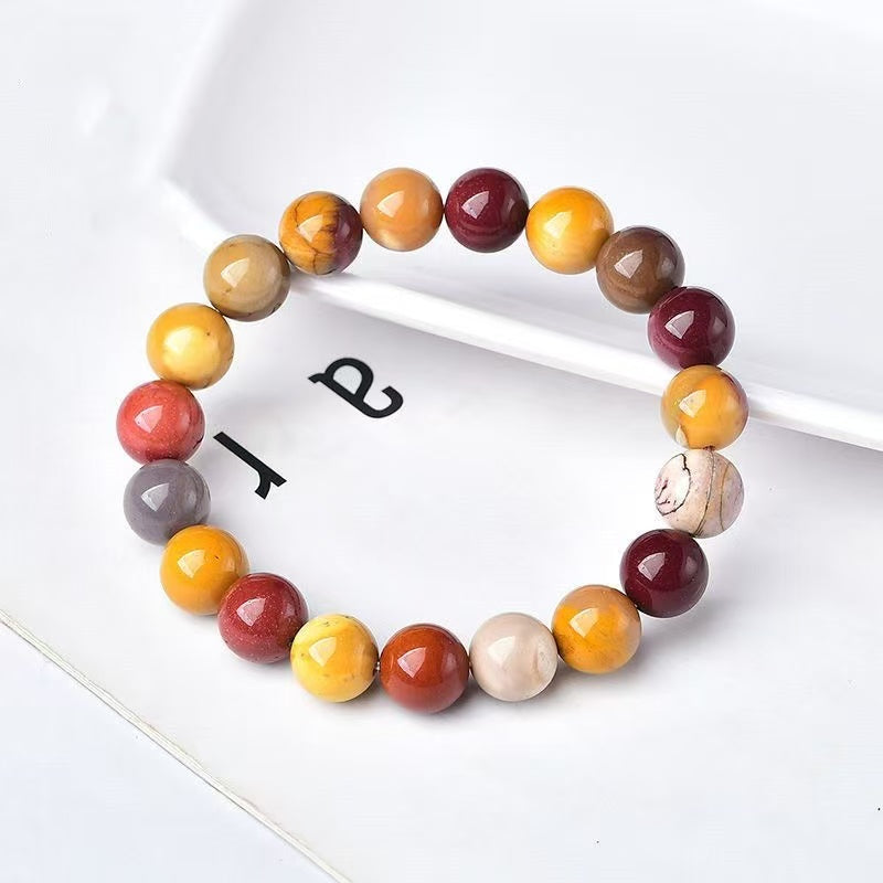 Natural Egg Yolk Stone Bracelet, Warm Cream Yellow Crystal Beaded Bracelet