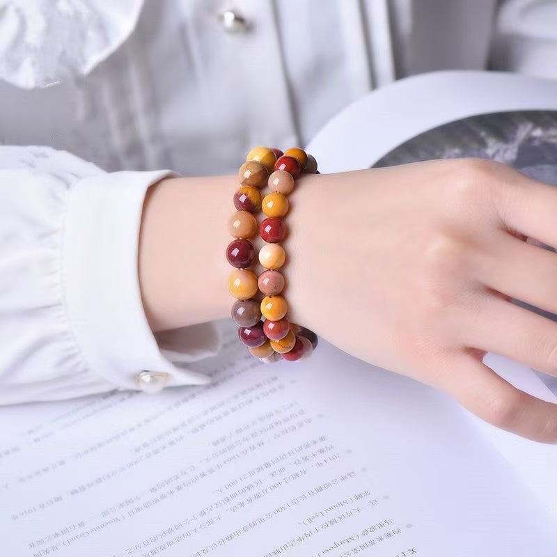 Natural Egg Yolk Stone Bracelet, Warm Cream Yellow Crystal Beaded Bracelet