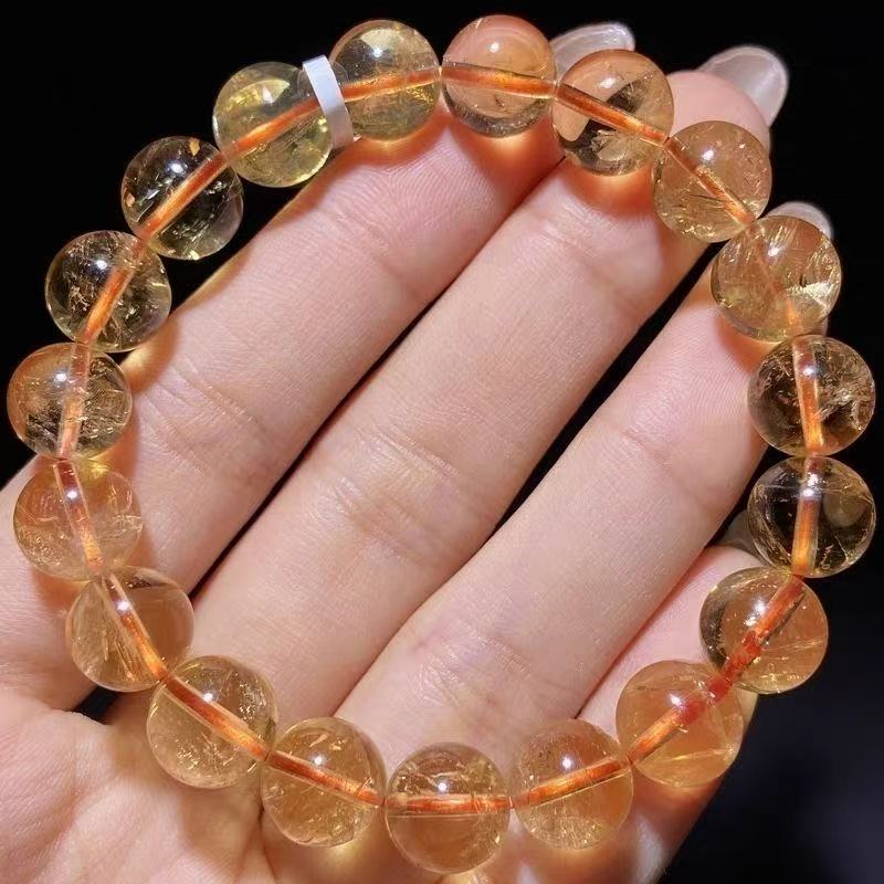 Natural Citrine Beaded Bracelet, BrightGolden Yellow Crystal Bracelet