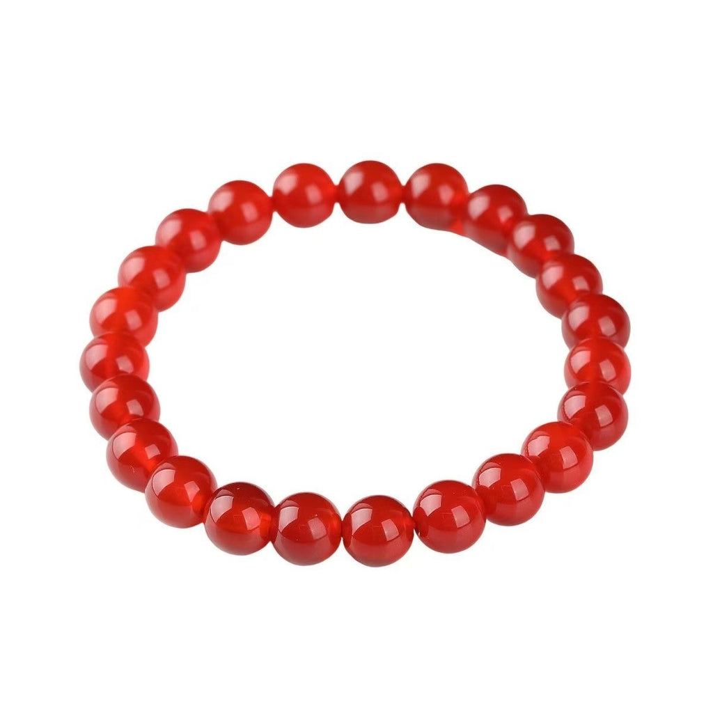 Natural Red Agate Beaded Bracelet, Rich Deep Red Gemstone Bracelet