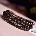 Natural Smoky Quartz Beaded Bracelet,Brown Transparent Crystal Bracelet