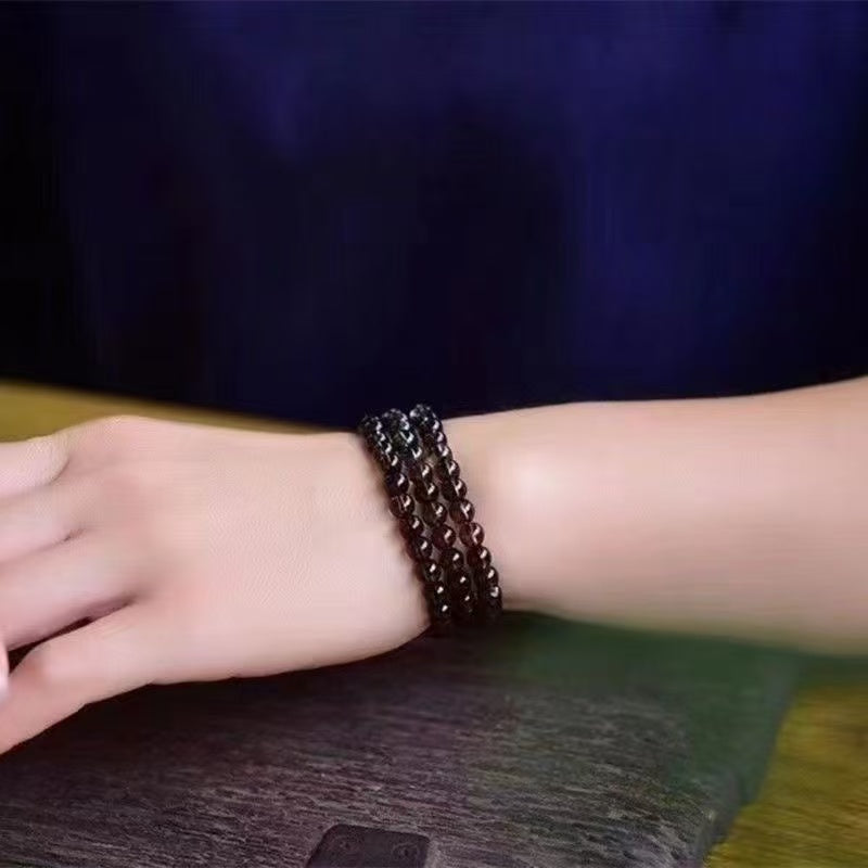 Natural Smoky Quartz Beaded Bracelet,Brown Transparent Crystal Bracelet