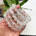Natural Clear Quartz Beaded Bracelet,Transparent Crystal Bracelet