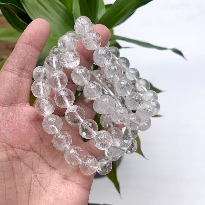 Natural Clear Quartz Beaded Bracelet,Transparent Crystal Bracelet