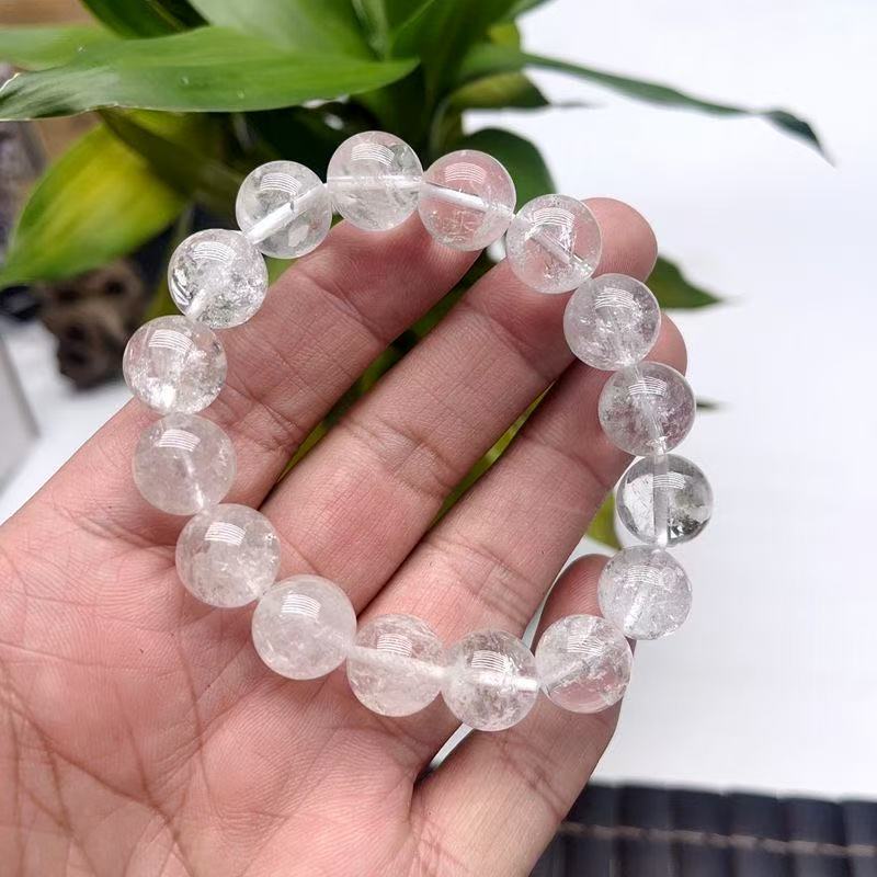 Natural Clear Quartz Beaded Bracelet,Transparent Crystal Bracelet