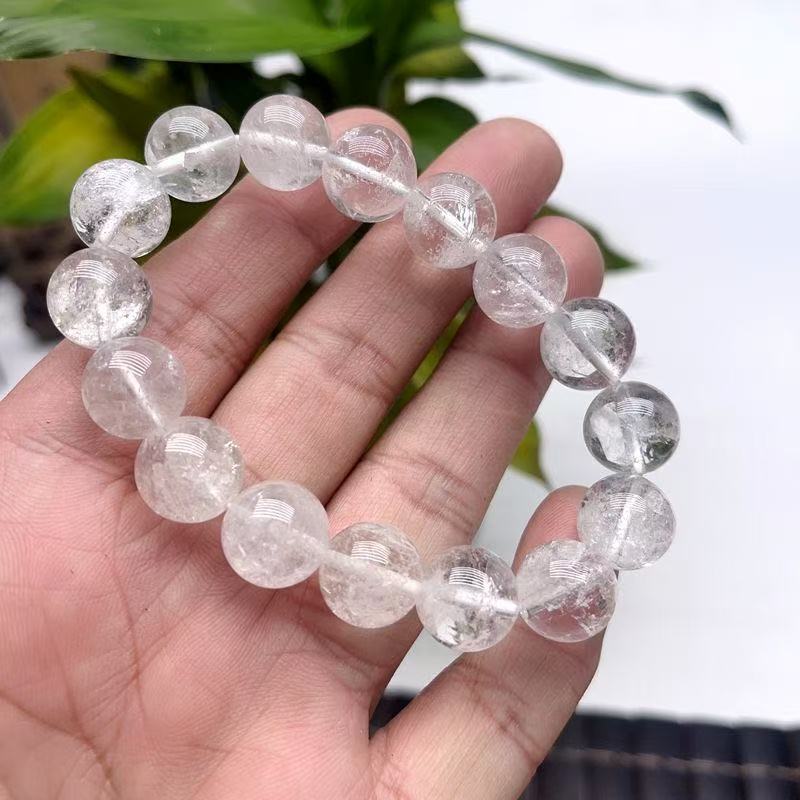Natural Clear Quartz Beaded Bracelet,Transparent Crystal Bracelet