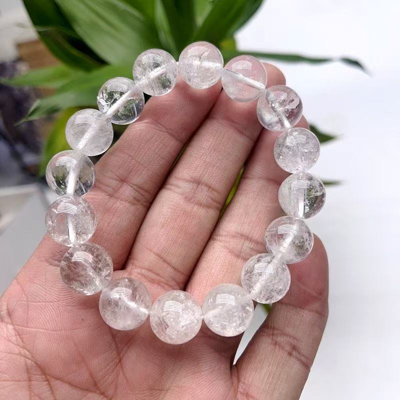 Natural Clear Quartz Beaded Bracelet,Transparent Crystal Bracelet