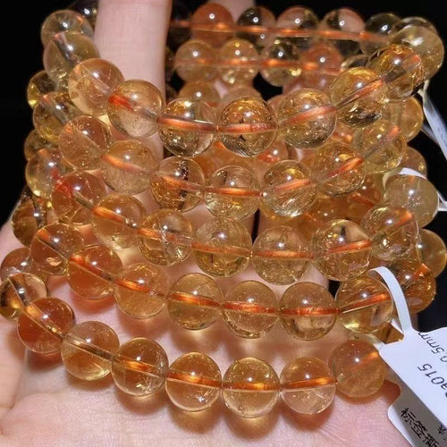 Natural Citrine Beaded Bracelet, BrightGolden Yellow Crystal Bracelet