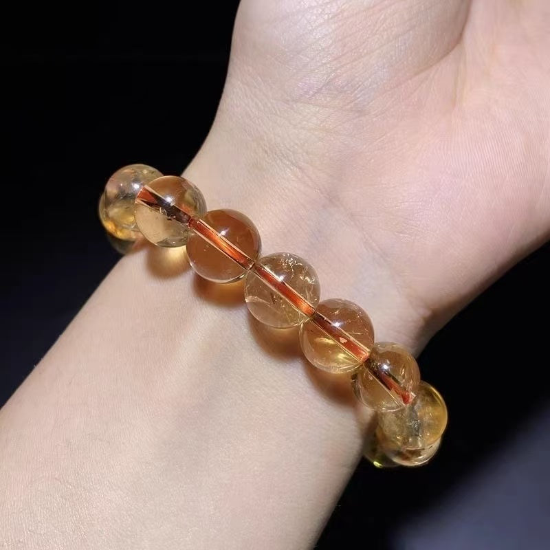 Natural Citrine Beaded Bracelet, BrightGolden Yellow Crystal Bracelet