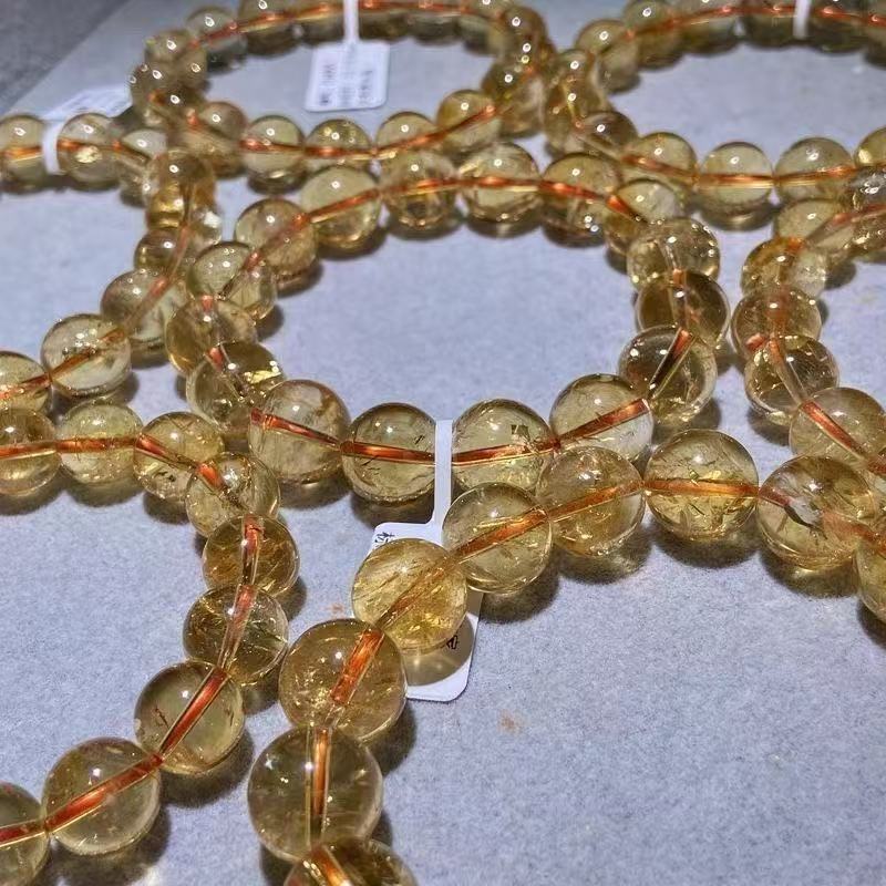 Natural Citrine Beaded Bracelet, BrightGolden Yellow Crystal Bracelet