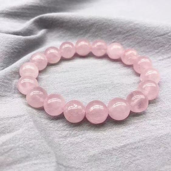 Natural Rose Quartz Beaded Bracelet, SoftPink Crystal Bracelet.
