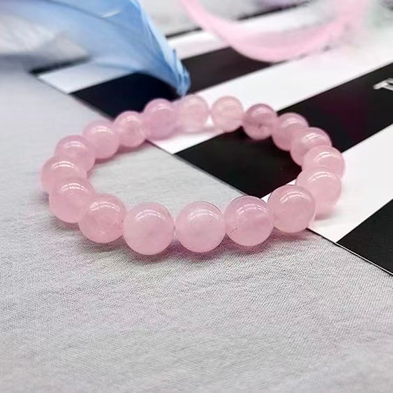 Natural Rose Quartz Beaded Bracelet, SoftPink Crystal Bracelet.