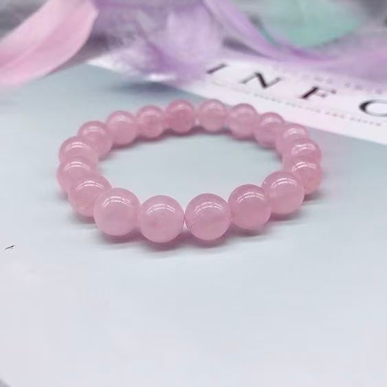 Natural Rose Quartz Beaded Bracelet, SoftPink Crystal Bracelet.