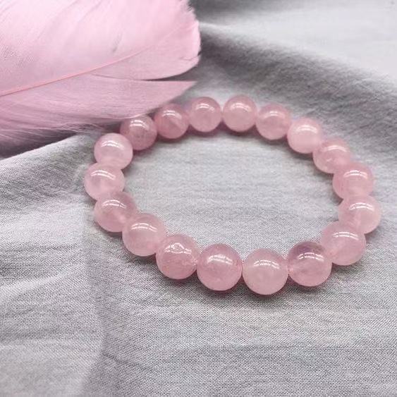 Natural Rose Quartz Beaded Bracelet, SoftPink Crystal Bracelet.