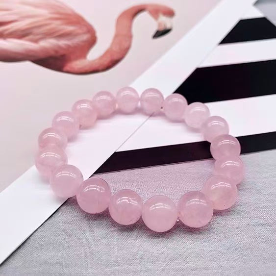 Natural Rose Quartz Beaded Bracelet, SoftPink Crystal Bracelet.