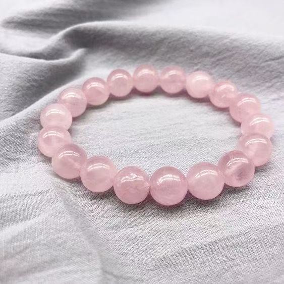 Natural Rose Quartz Beaded Bracelet, SoftPink Crystal Bracelet.